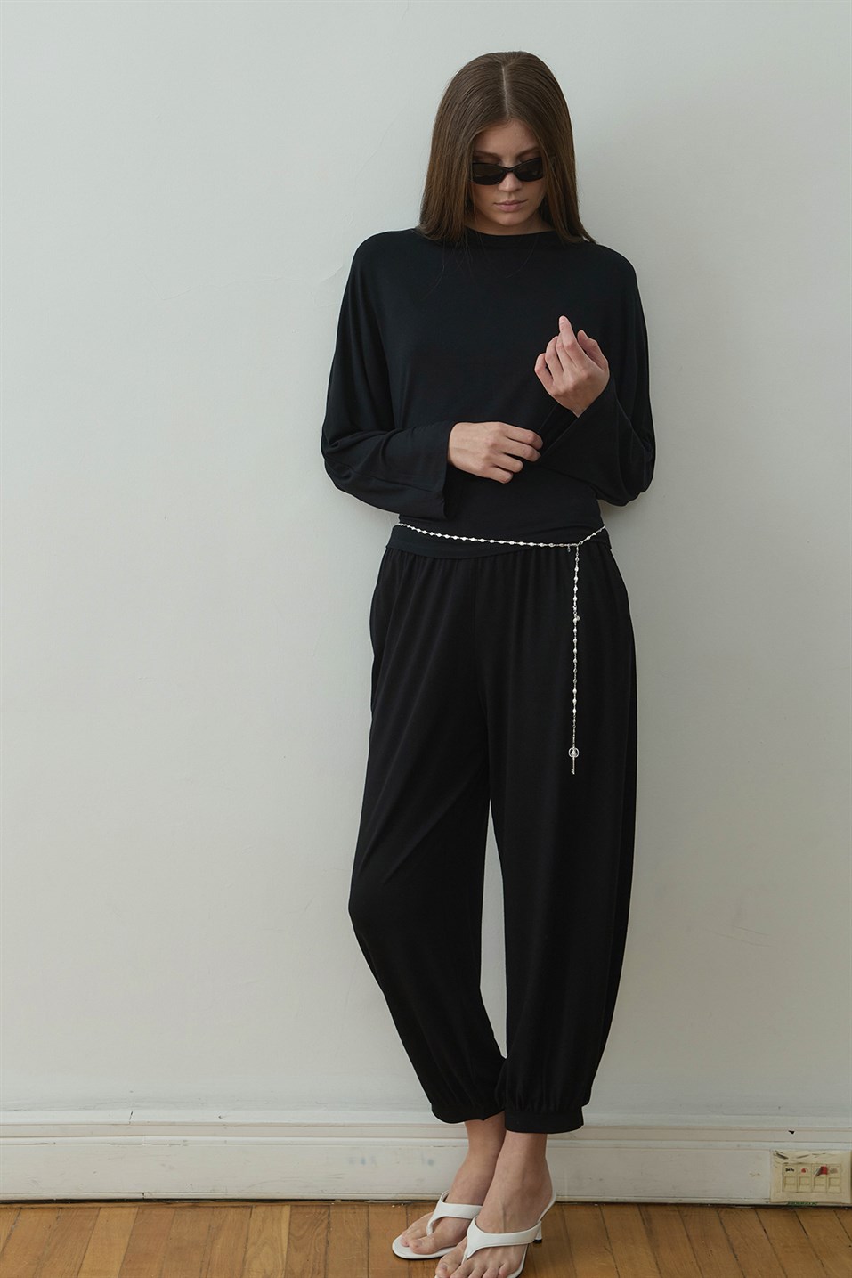 Siyah Sophia Yarasa Kol Bluz