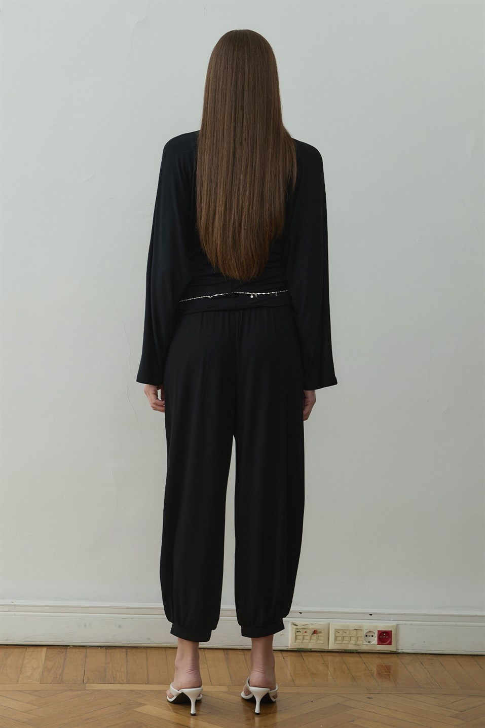 Siyah Sophia Yarasa Kol Bluz