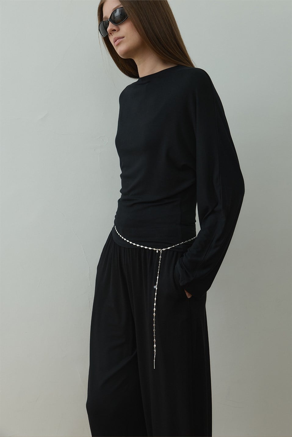 Siyah Sophia Yarasa Kol Bluz