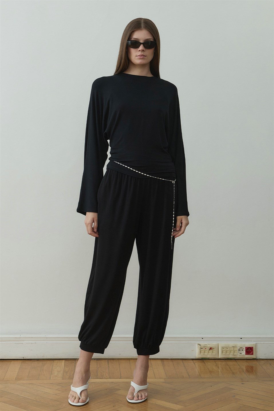 Siyah Sophia Yarasa Kol Bluz