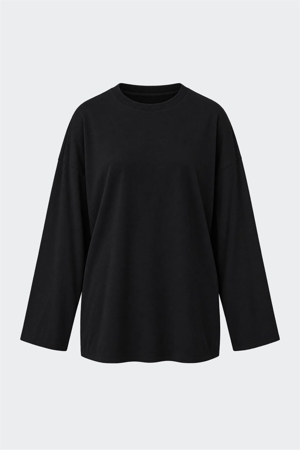 Siyah Uzun Kollu Oversize Tişört