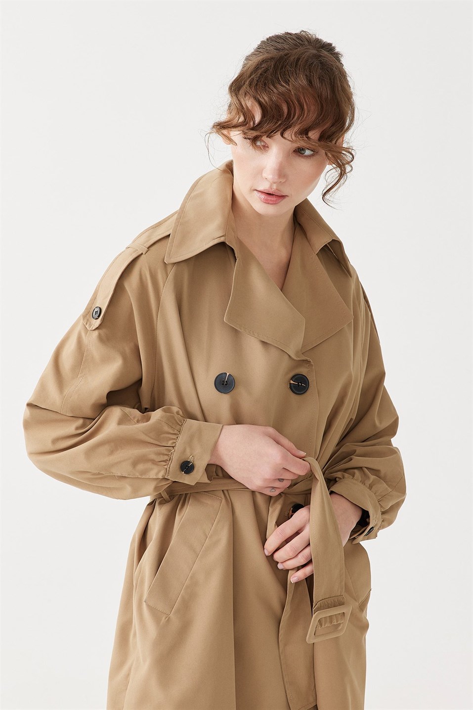Camel Soft Lined Cotton Trench Coat