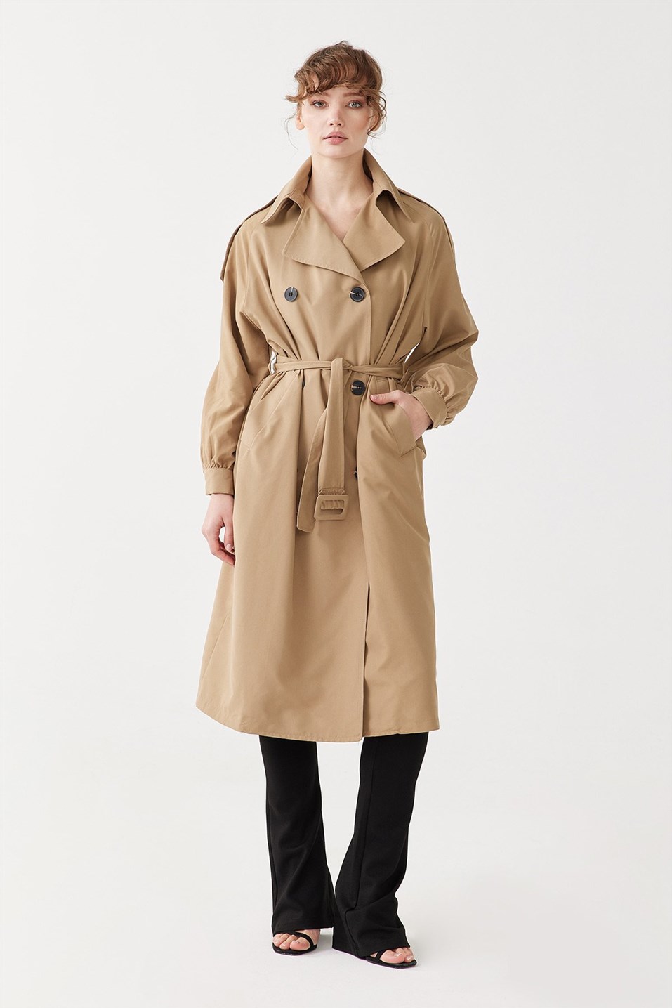 Camel Soft Lined Cotton Trench Coat
