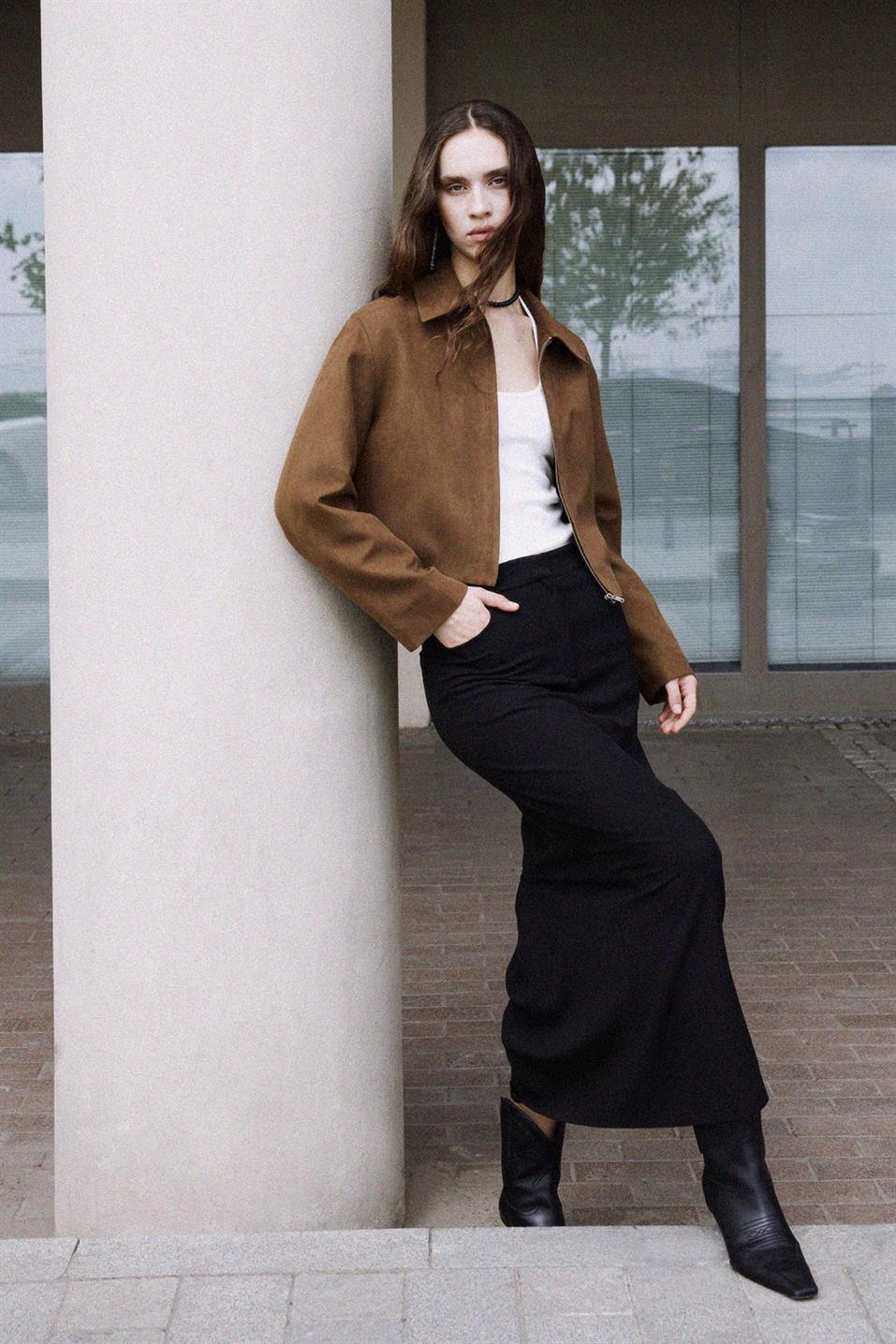 Sütlü Kahve Gabriel Süet Görünümlü Ceket