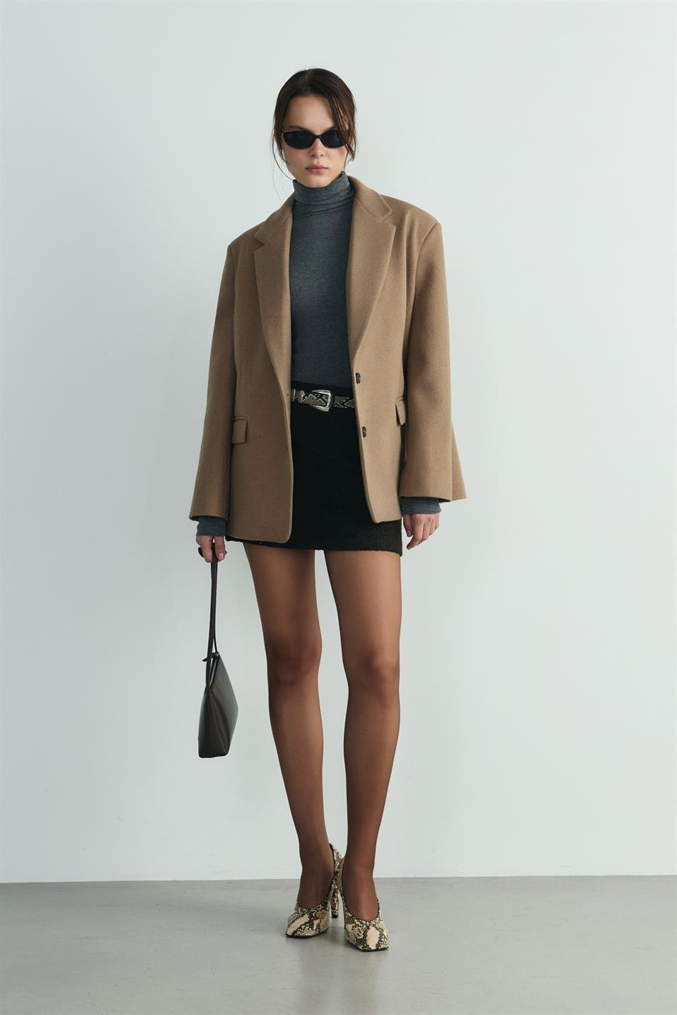 Sütlü Kahve Maskülen Kaşe Blazer Ceket