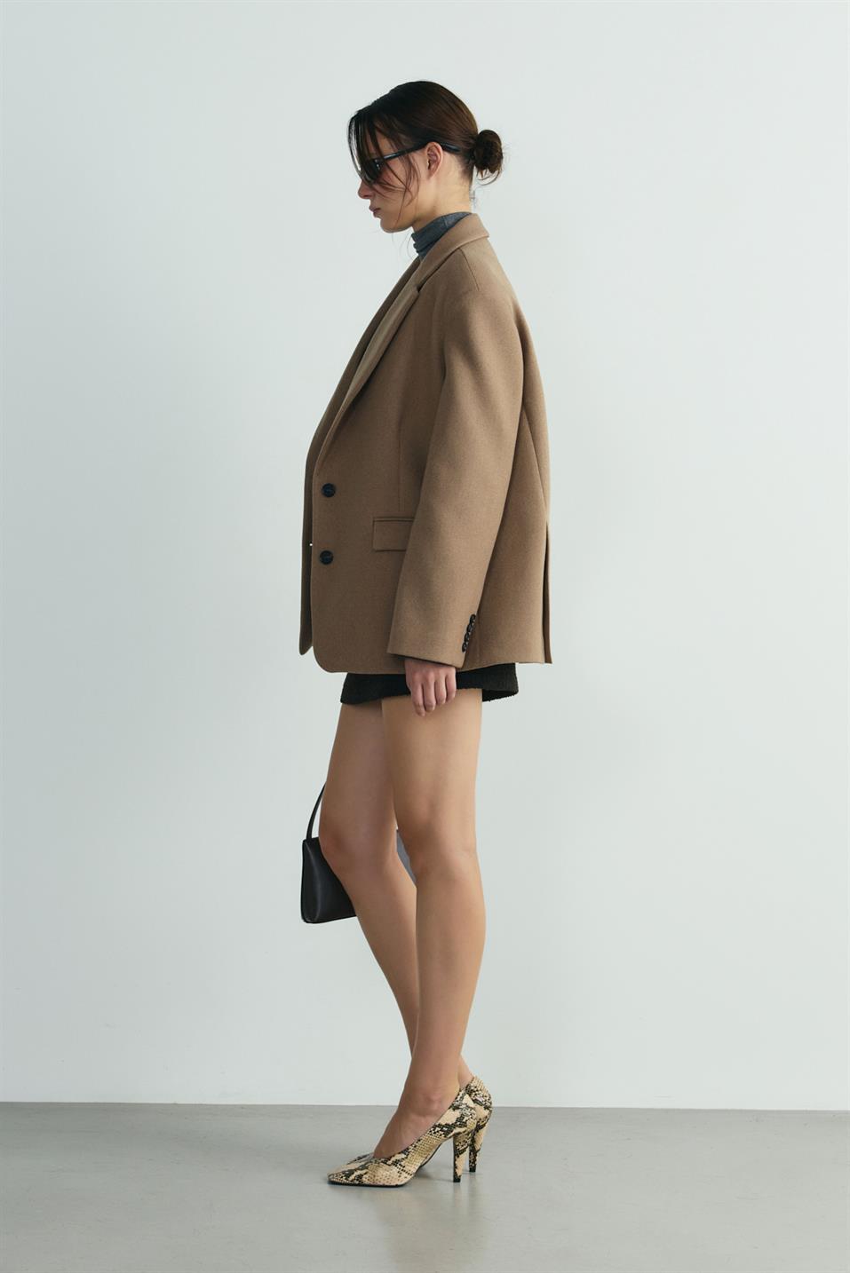 Sütlü Kahve Maskülen Kaşe Blazer Ceket