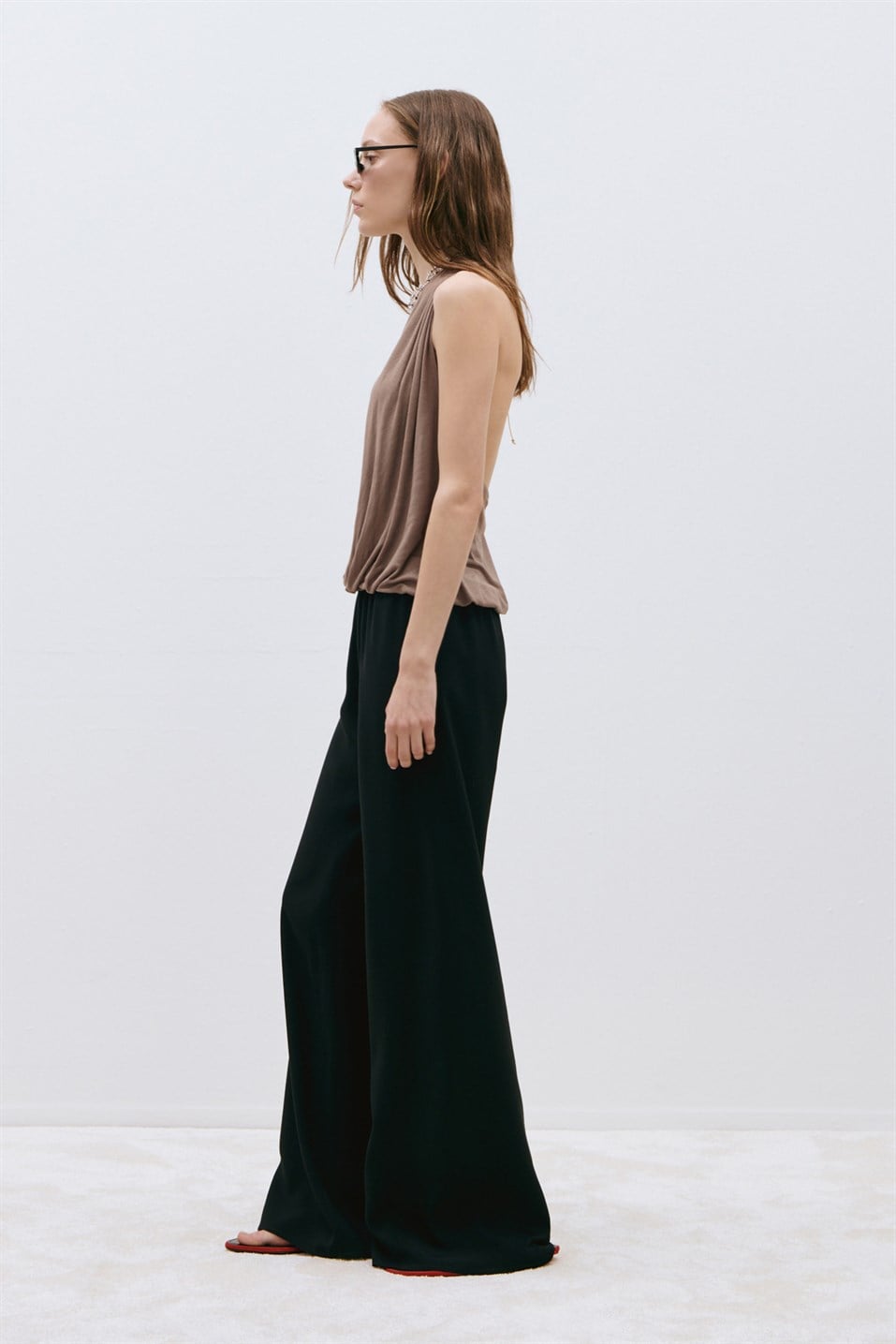 Sütlü Kahve Nina Dökümlü Halter Top