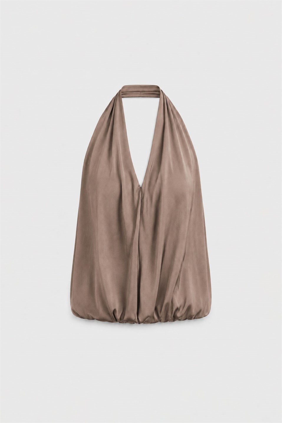 Sütlü Kahve Nina Dökümlü Halter Top