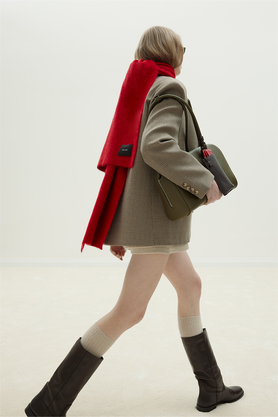 Sütlü Kahve Oldie Ekose Blazer Ceket