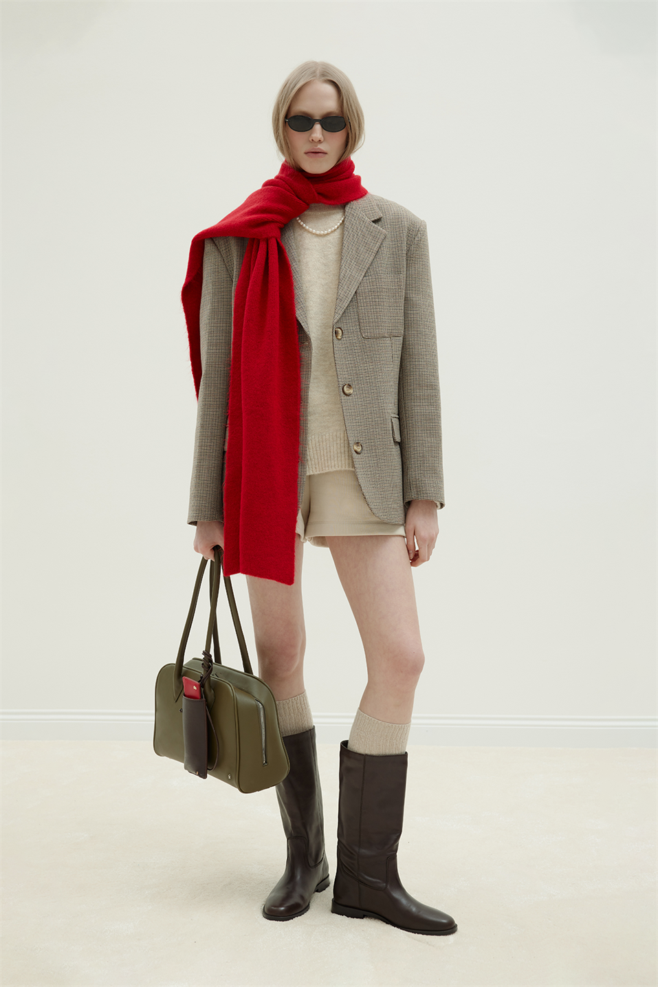 Sütlü Kahve Oldie Ekose Blazer Ceket