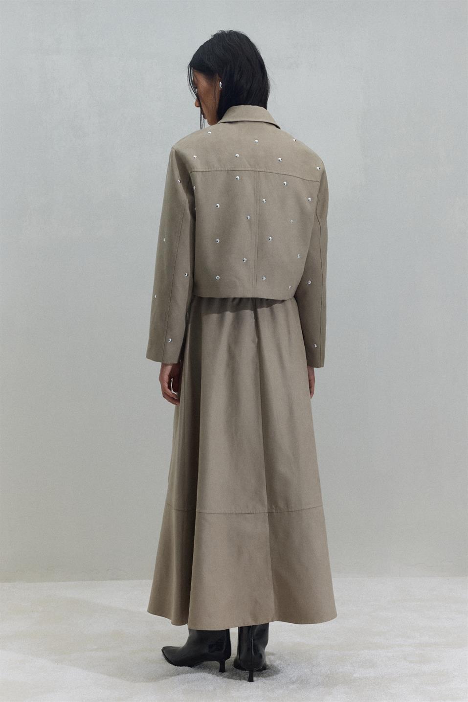 Vizon Gabriel Zımbalı Süet Görünümlü Ceket