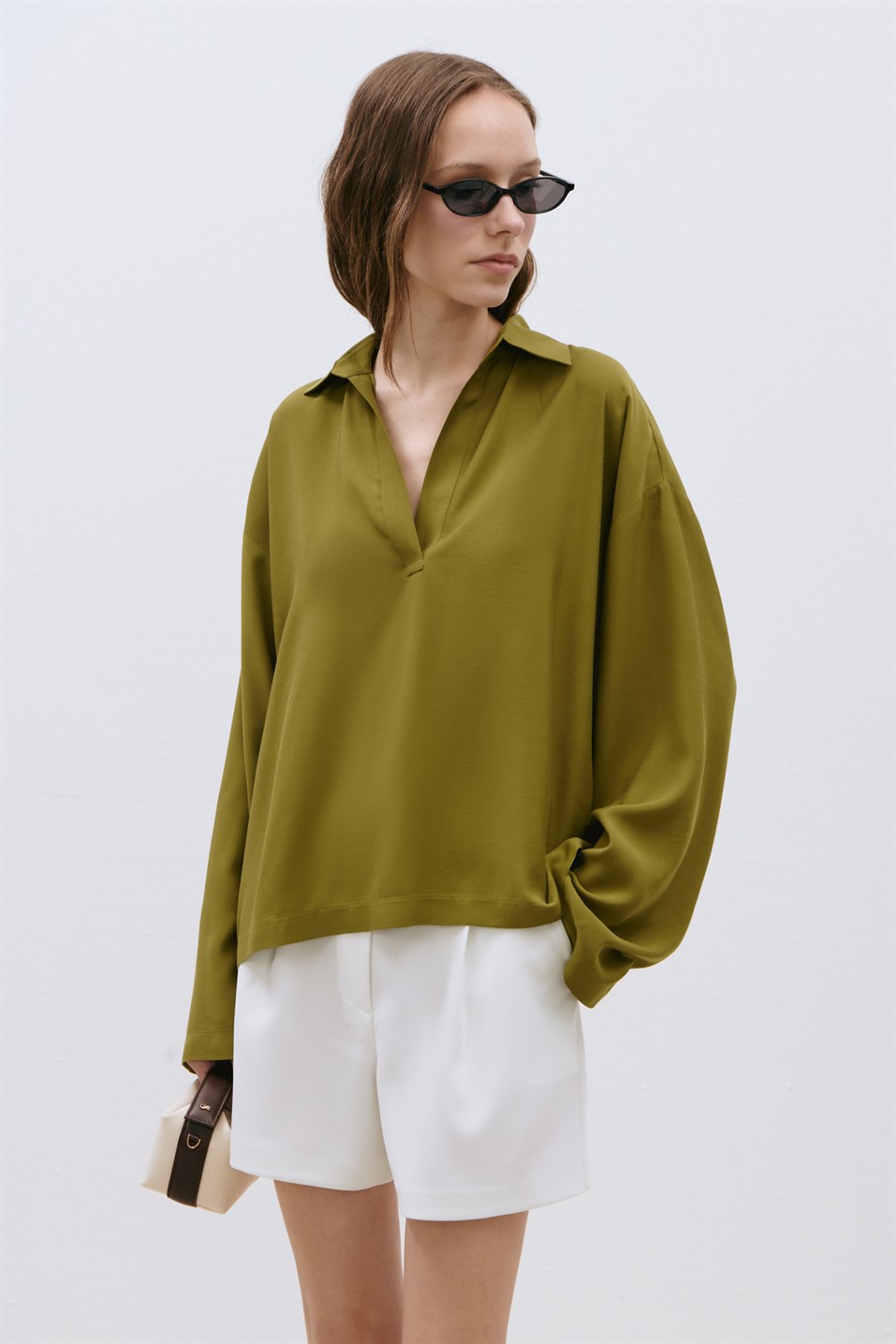 Alessa Polo Neck Tencel Blouse