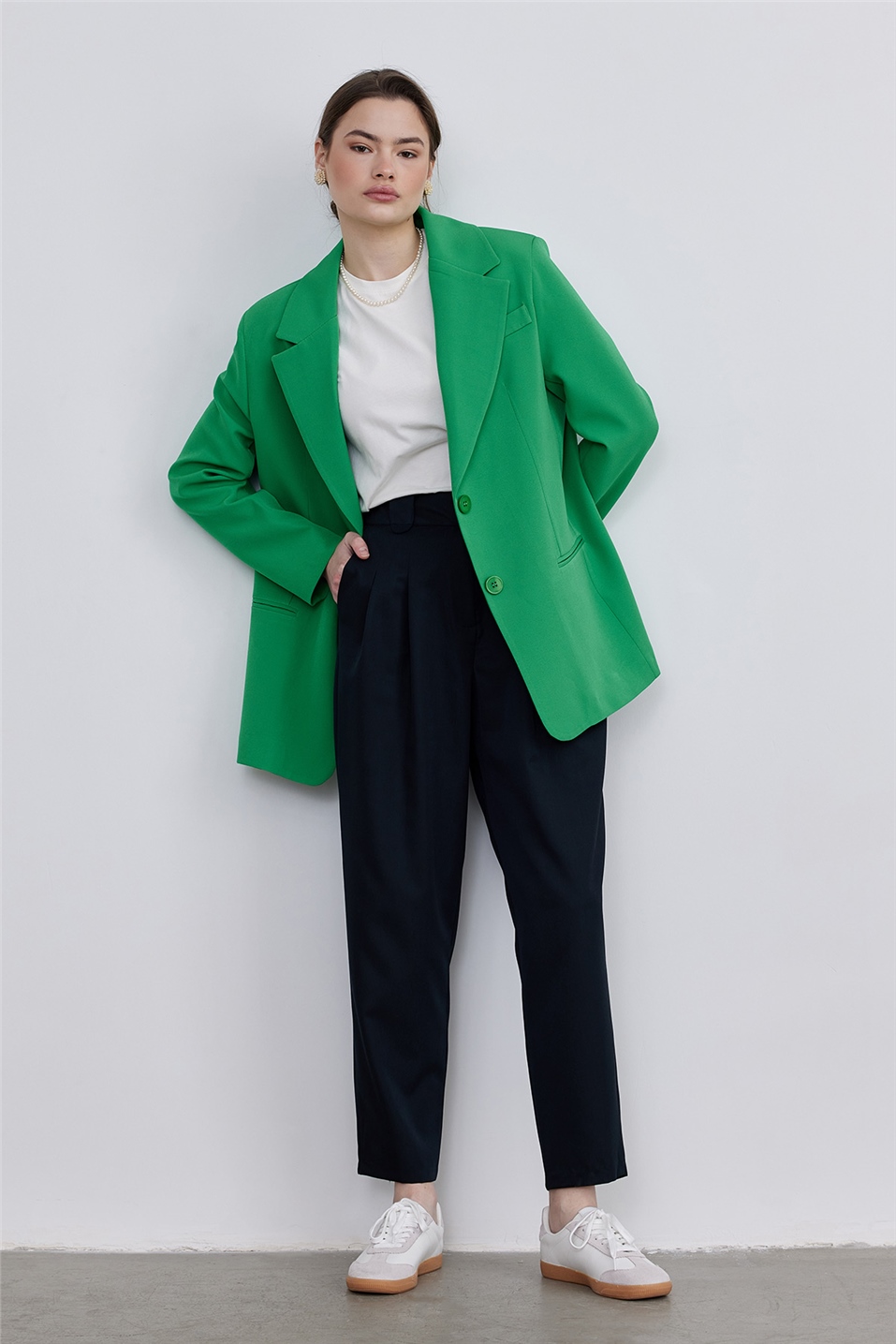 Yeşil Oversize Dad Blazer Ceket