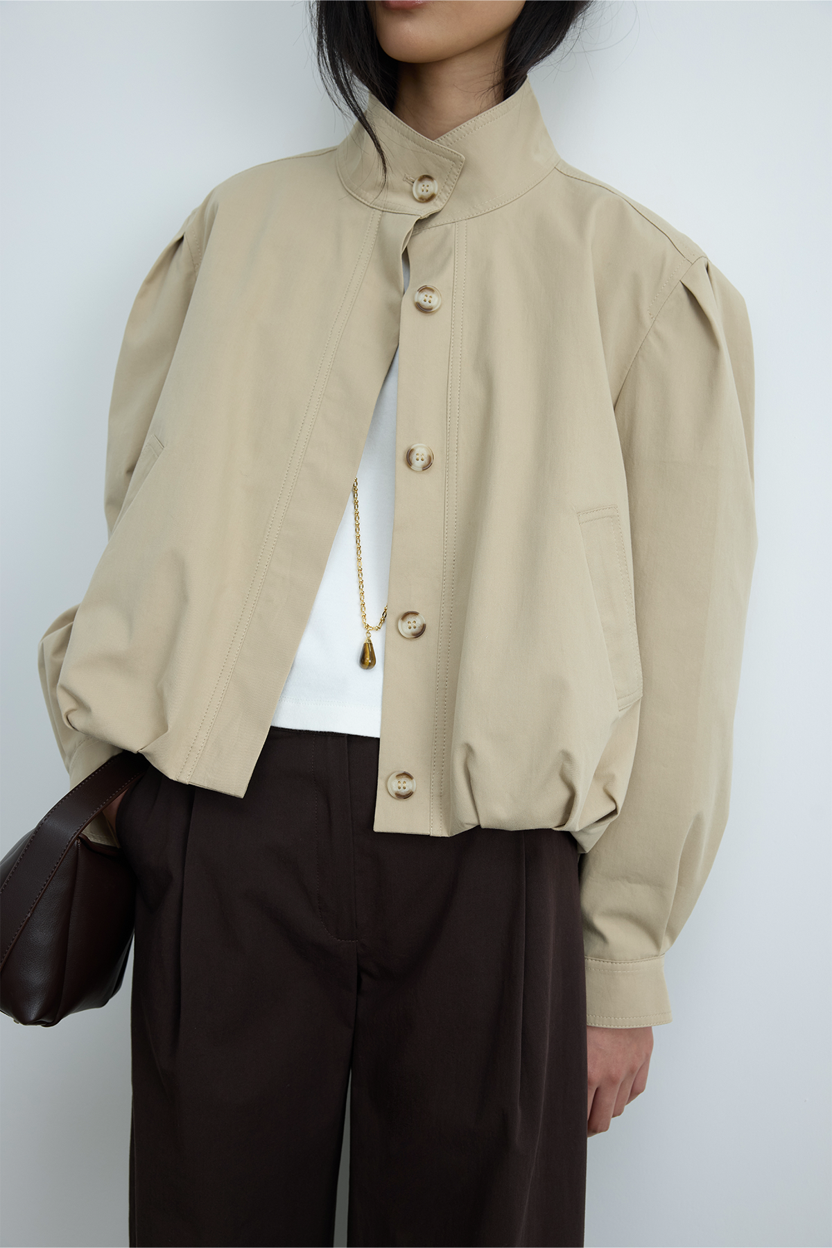 HYEON ヘヨン　ted stole / beige bej-khole-dik-yaka-balon-ceket