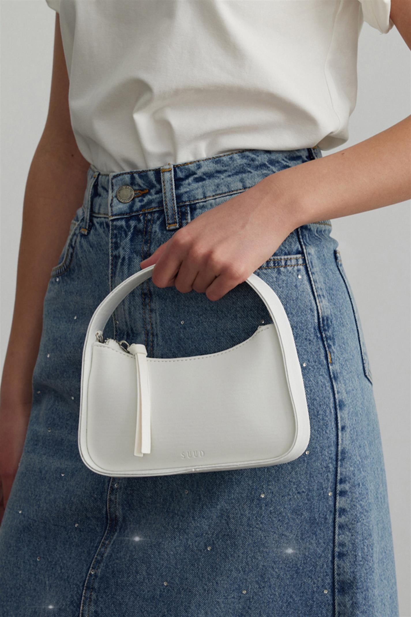 White Mini Moon Bag | Suud Collection