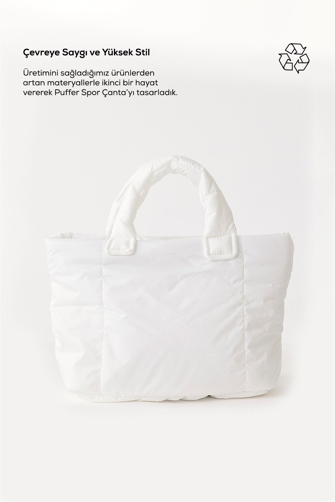 Beyaz Puffer Spor Çanta | Suud Collection
