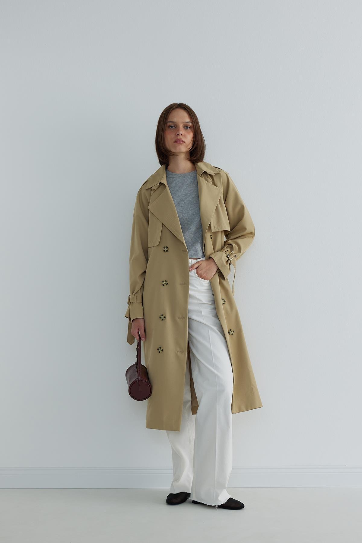Long Cotton Trench Coat