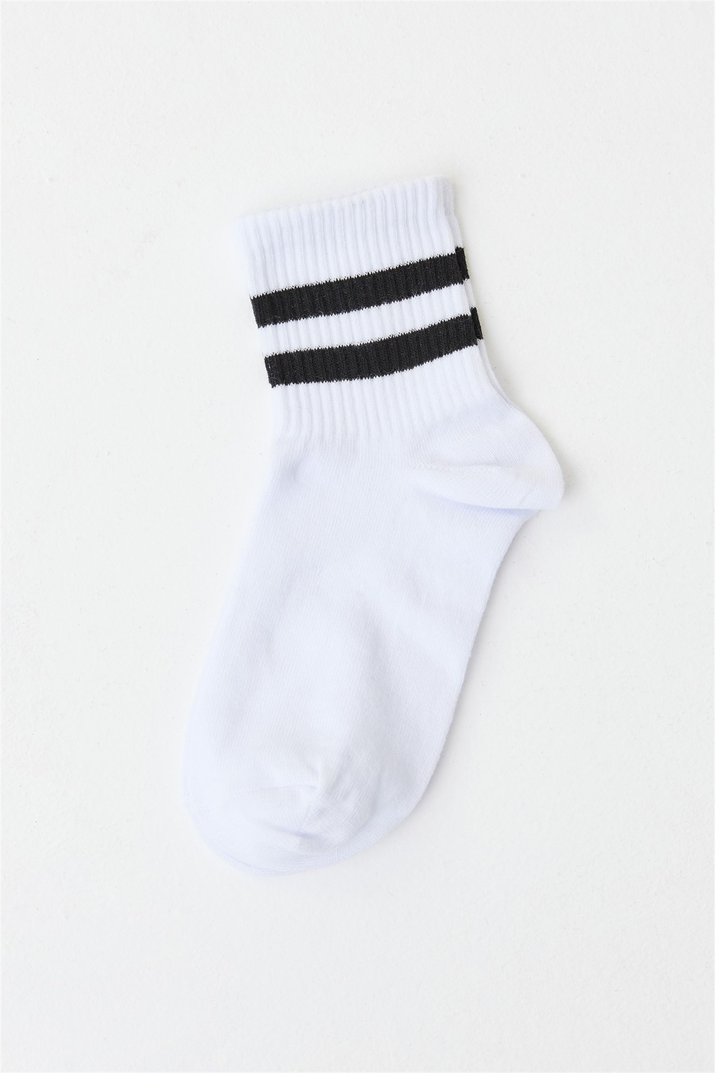 Beyaz Çift Çizgili Soket Çorap | Suud Collection