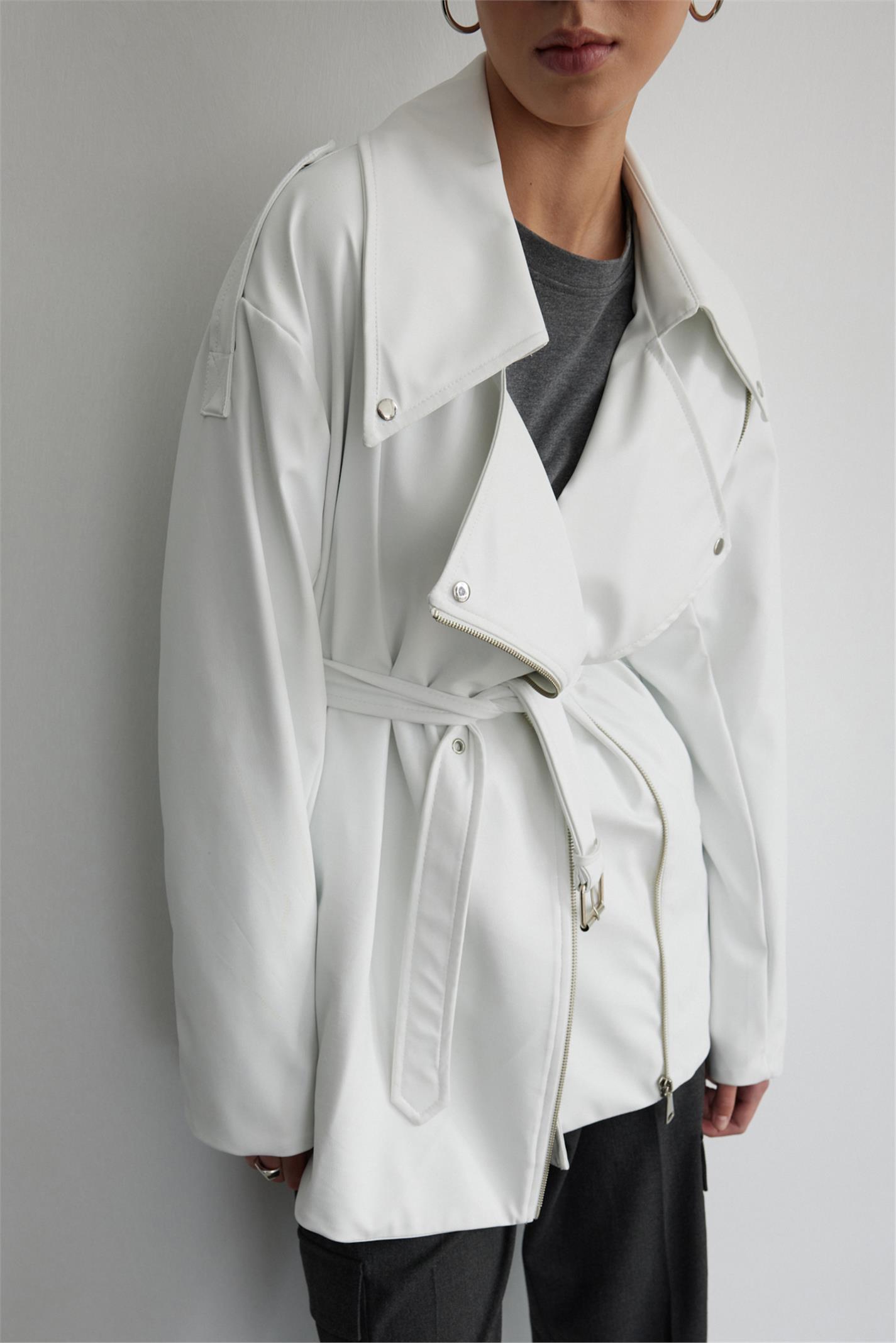 White leather trench sale