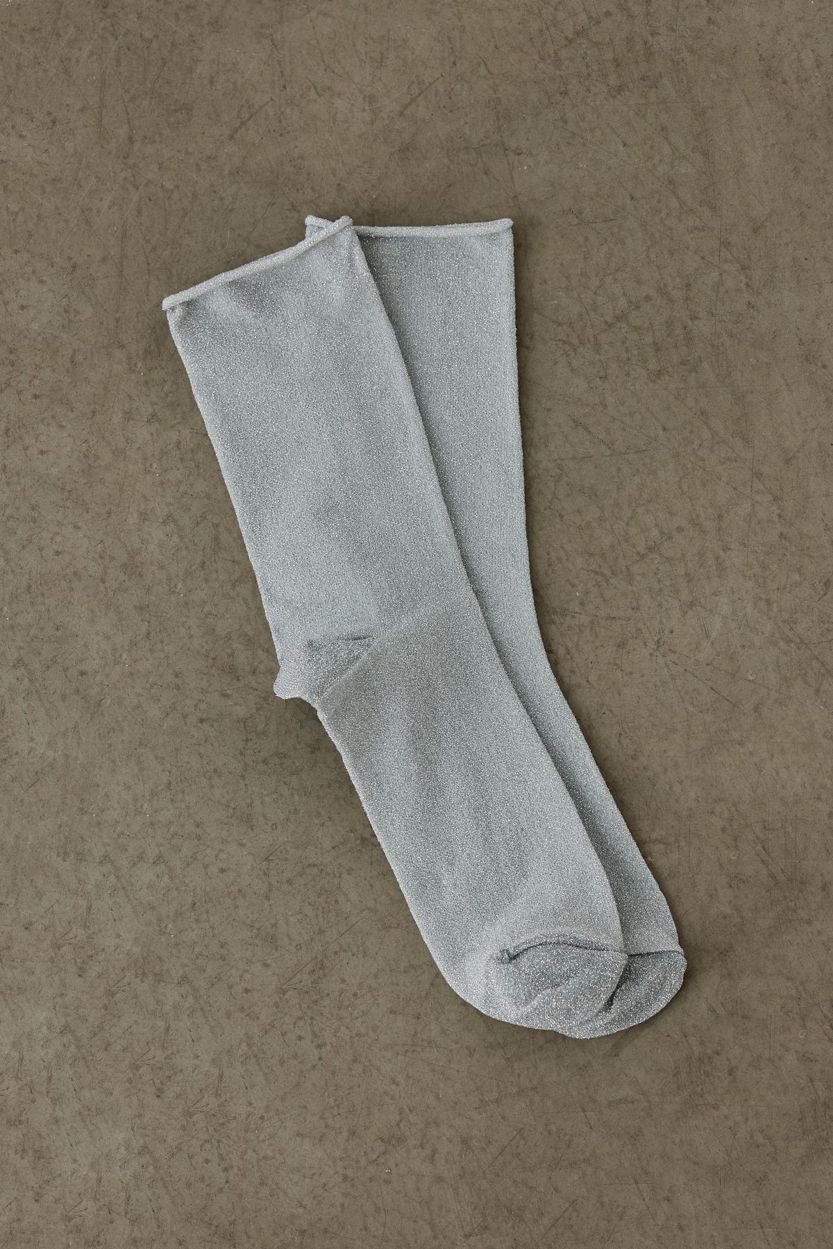 Gri Parıltılı İnce Çorap | Suud Collection