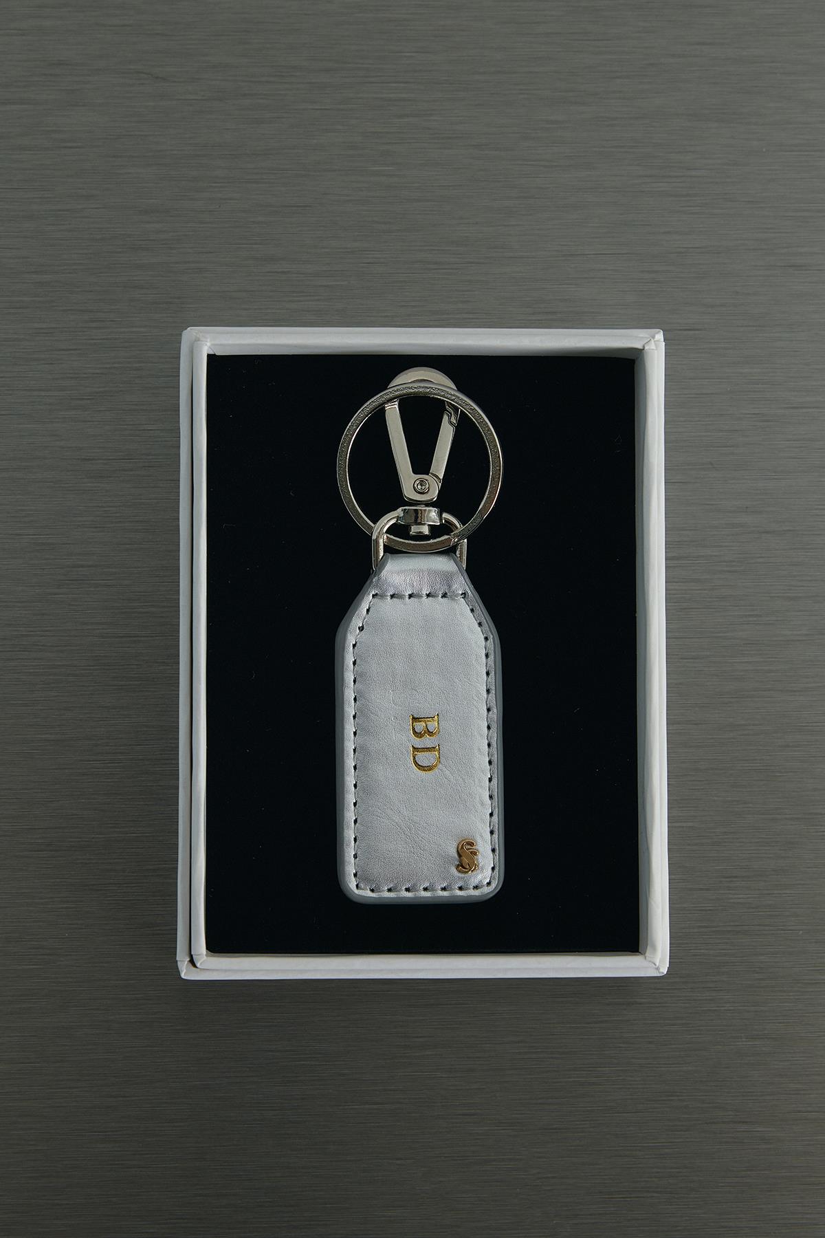 Pearl Personalized Leather Keychain | Suud Collection