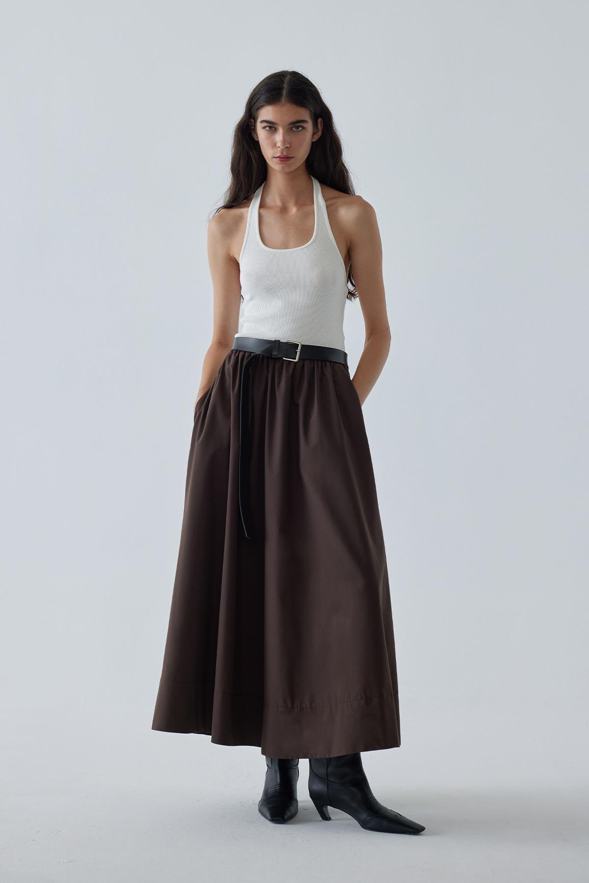 Kahverengi Day Poplin Kloş Etek · 5