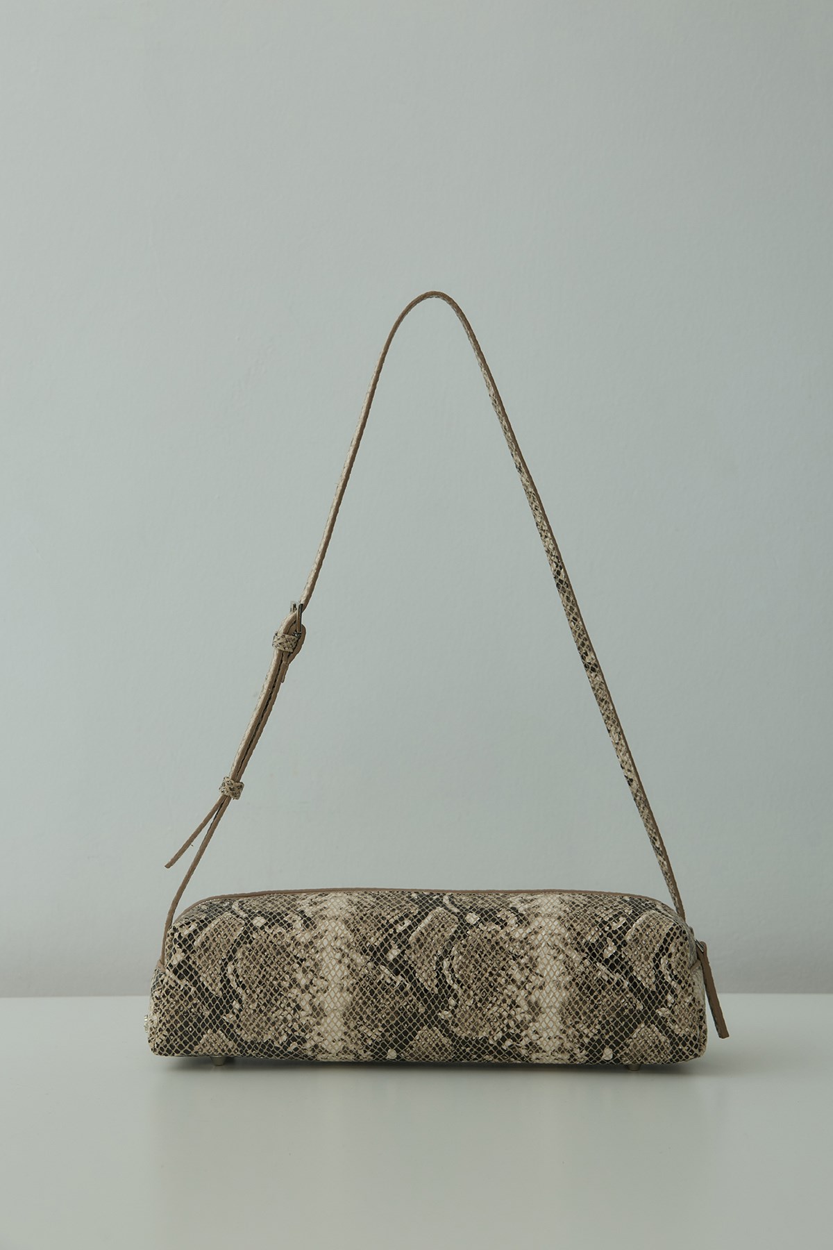 Brown Mervie Snake Print Baguette Bag | Suud Collection