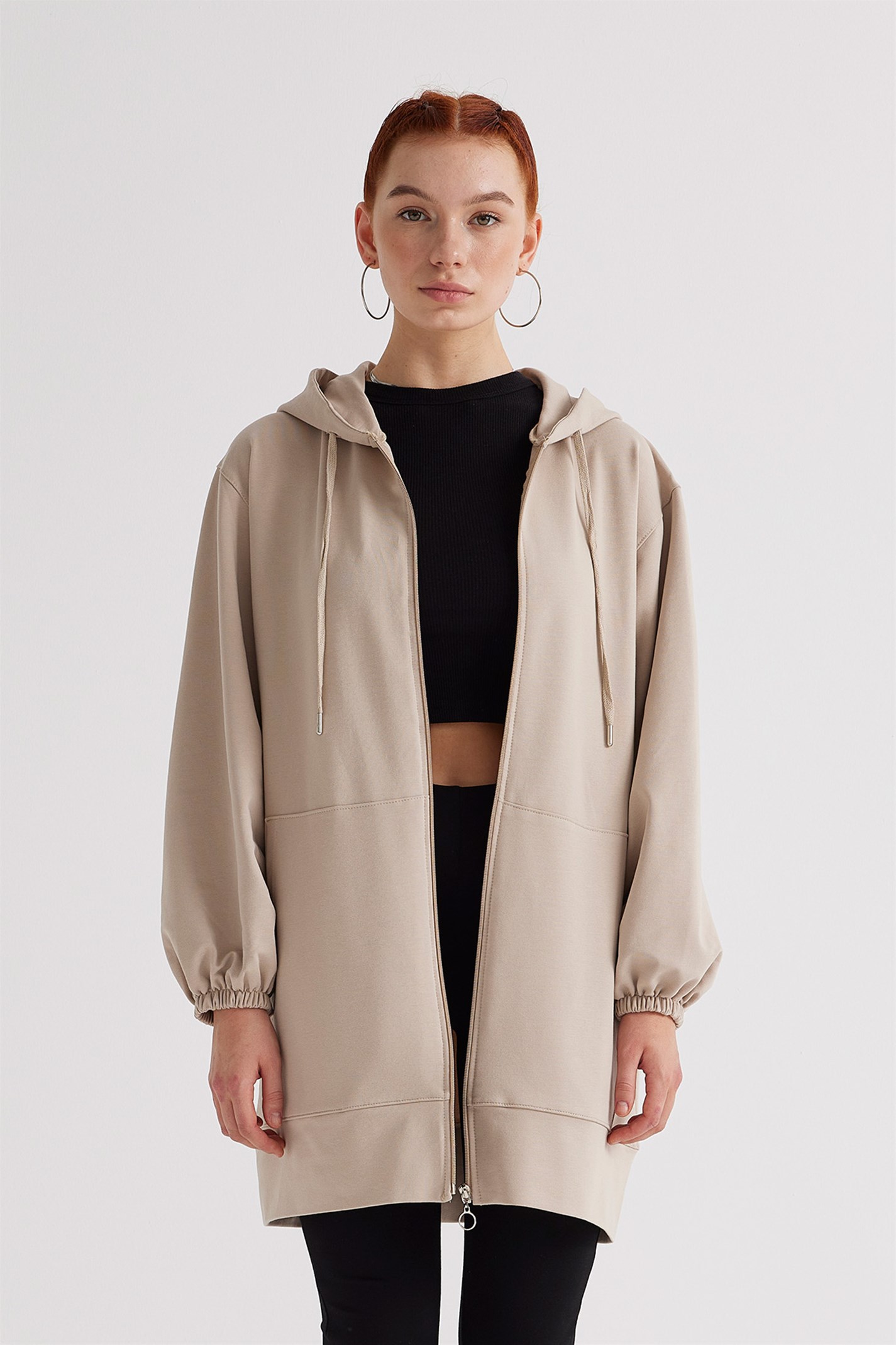 Hooded zipper cardigan sales