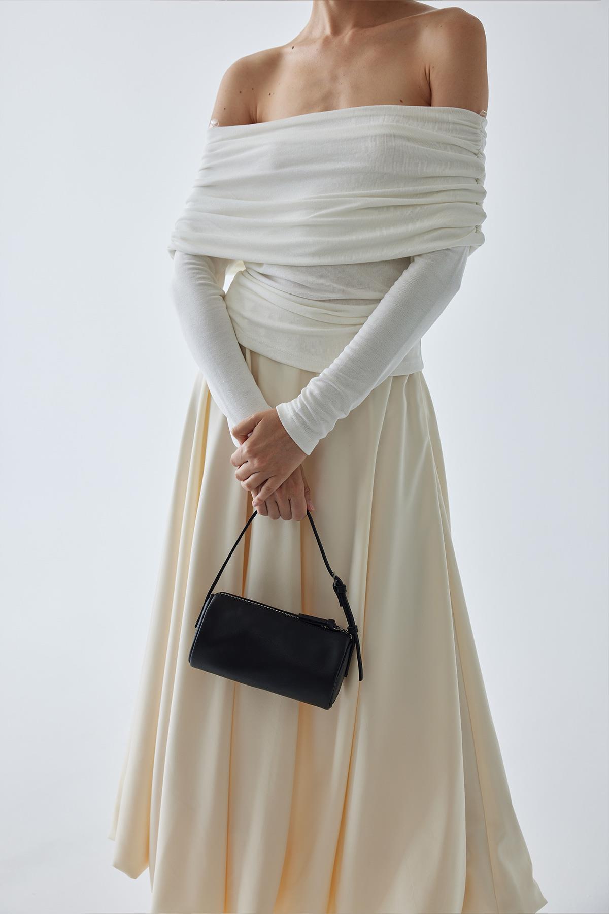Cream Satin Balloon Skirt | Suud Collection