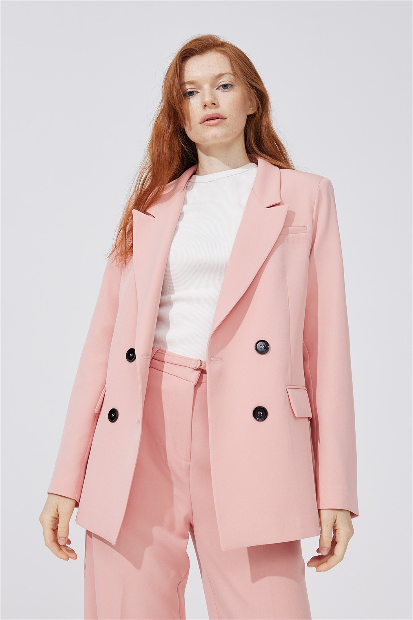 Pink Double Breasted Blazer Jacket | Suud Collection