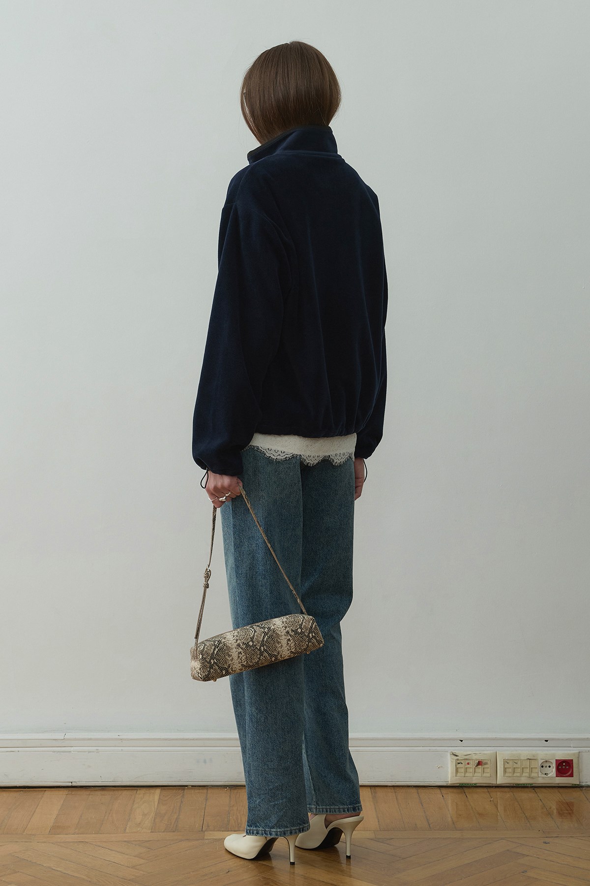Navy Blue Anu Oversize Zip-Up Jacket | Suud Collection