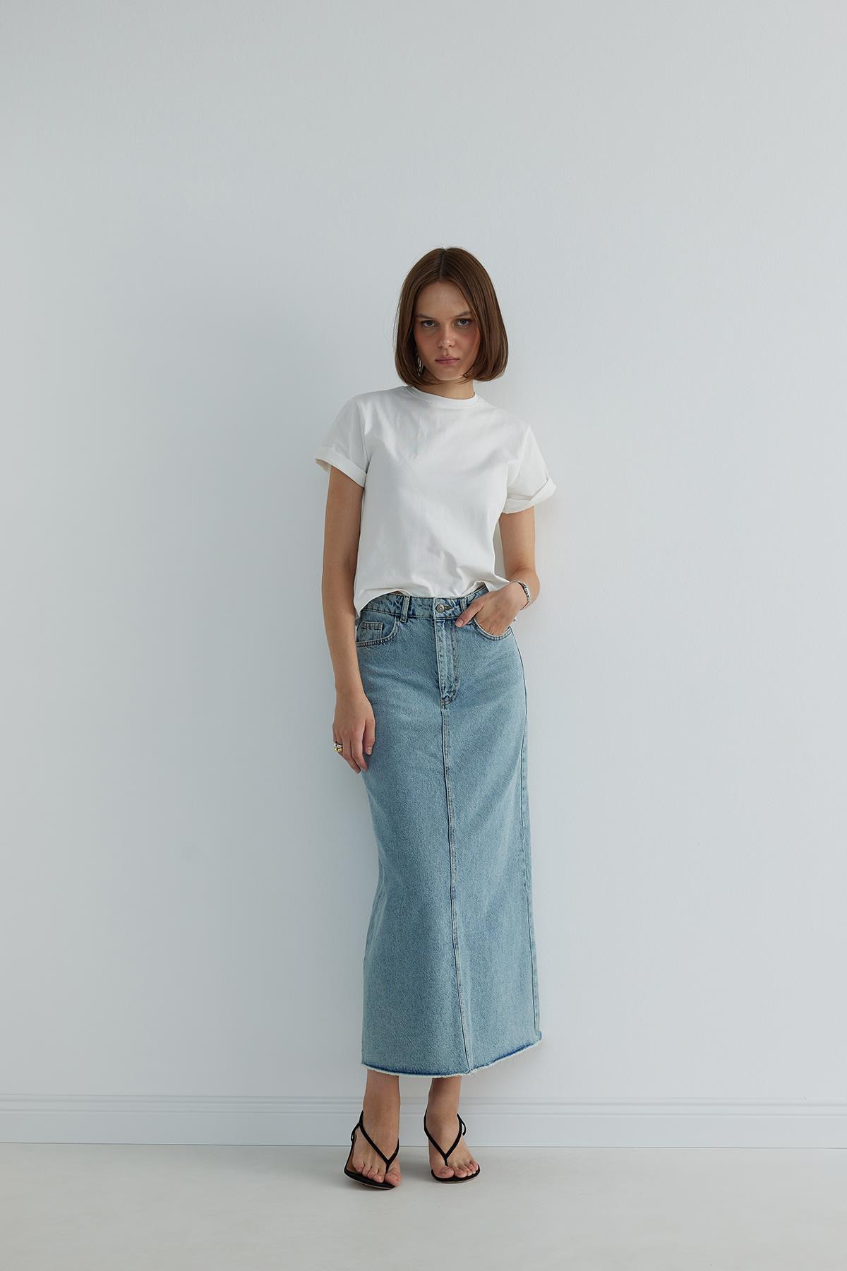 Mavi Uzun Jean Etek Suud Collection