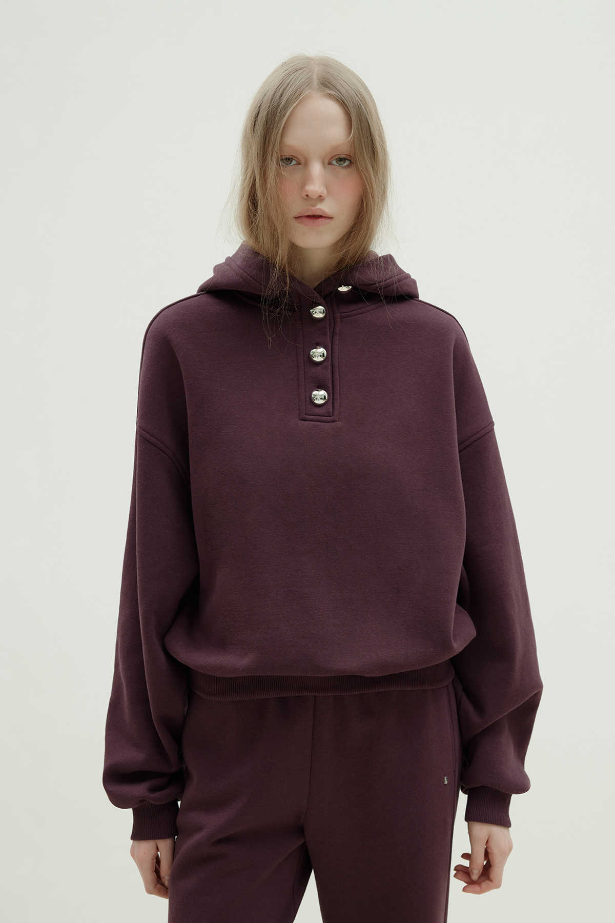 トップス Saddy Mürdüm Gala Düğmeli Oversize Sweatshirt | Suud Collection