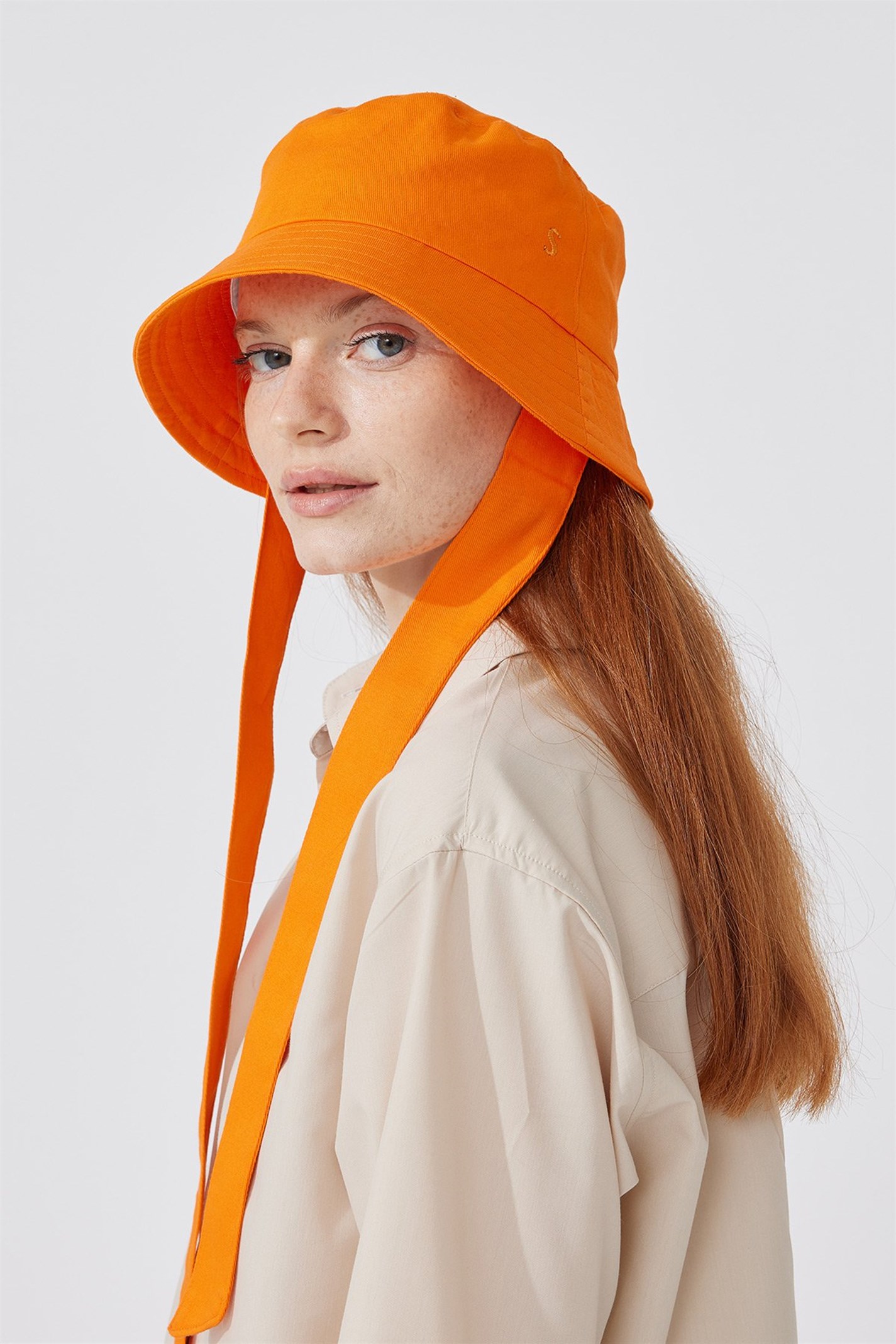 Orange Embroidered Bucket Hat | Suud Collection