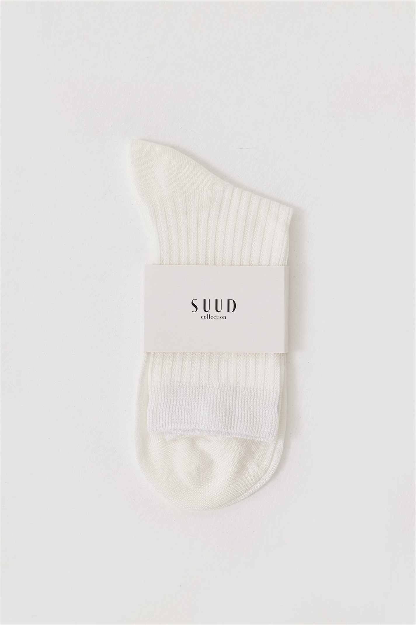 Beyaz Pamuklu İnce Fitilli Çorap | Suud Collection