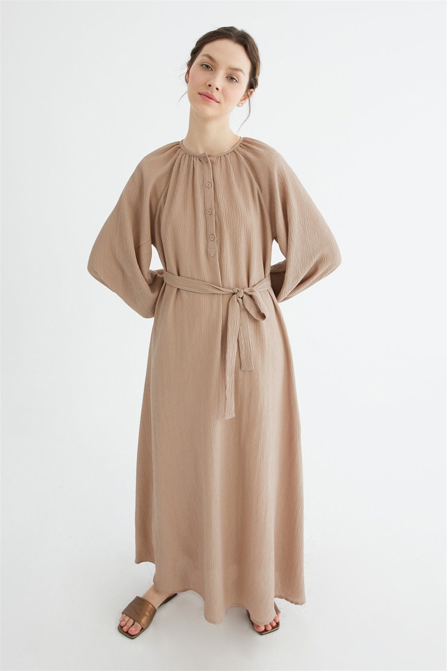 Vizon Patlı Kemerli Elbise | Suud Collection