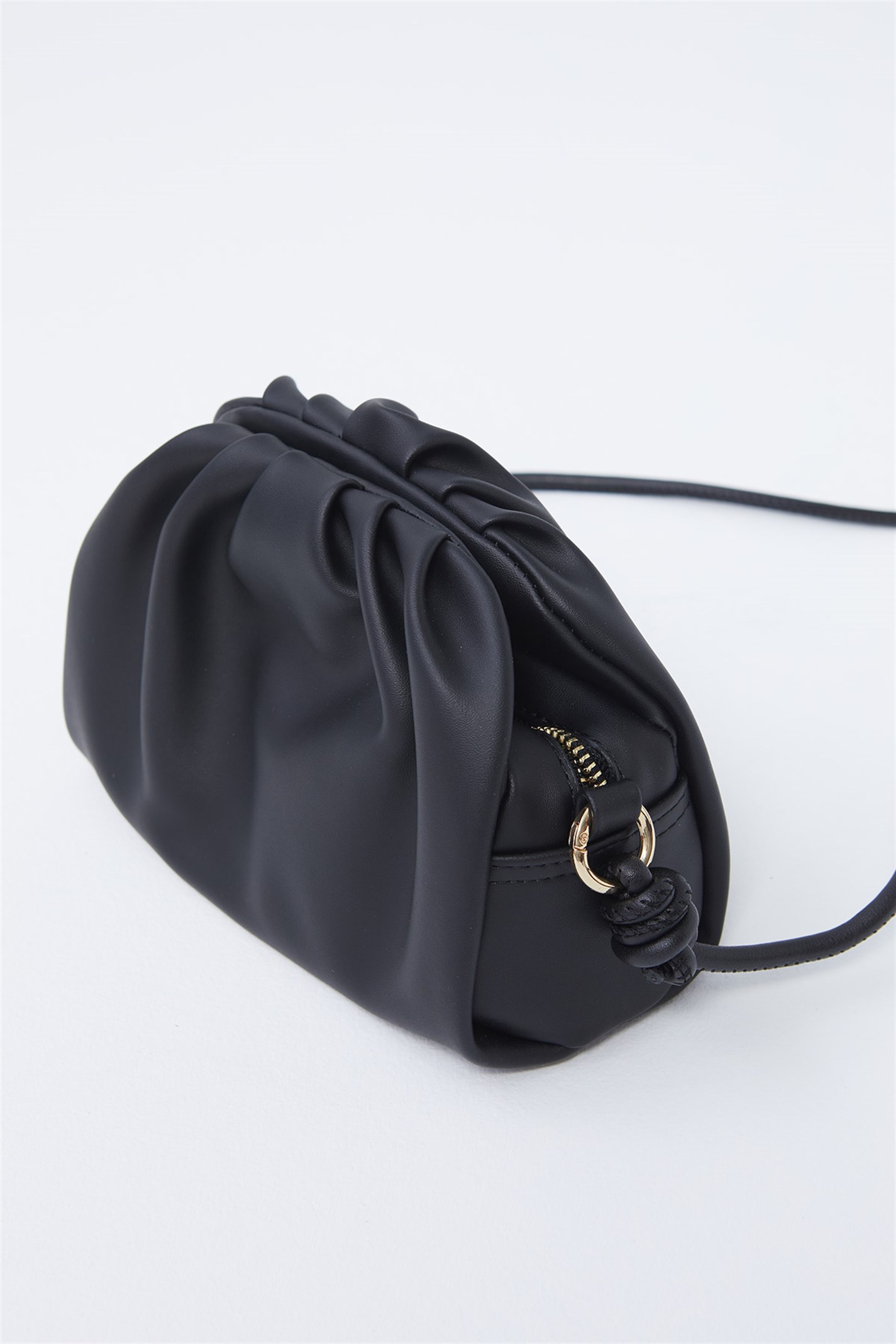Siyah Pileli Deri Mini Çanta | Suud Collection