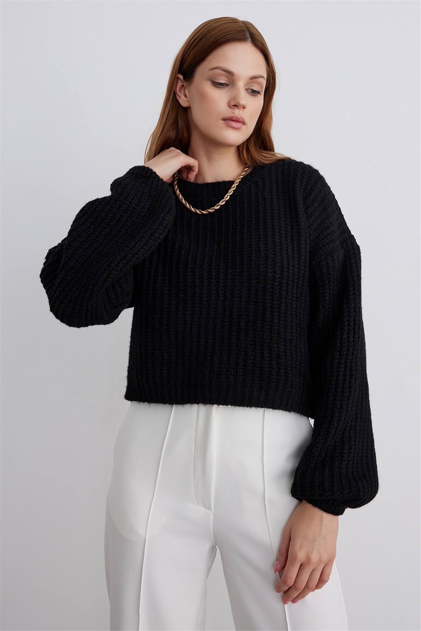 Balloon Sleeve Short Knıtwear Sweater | Suud Collection
