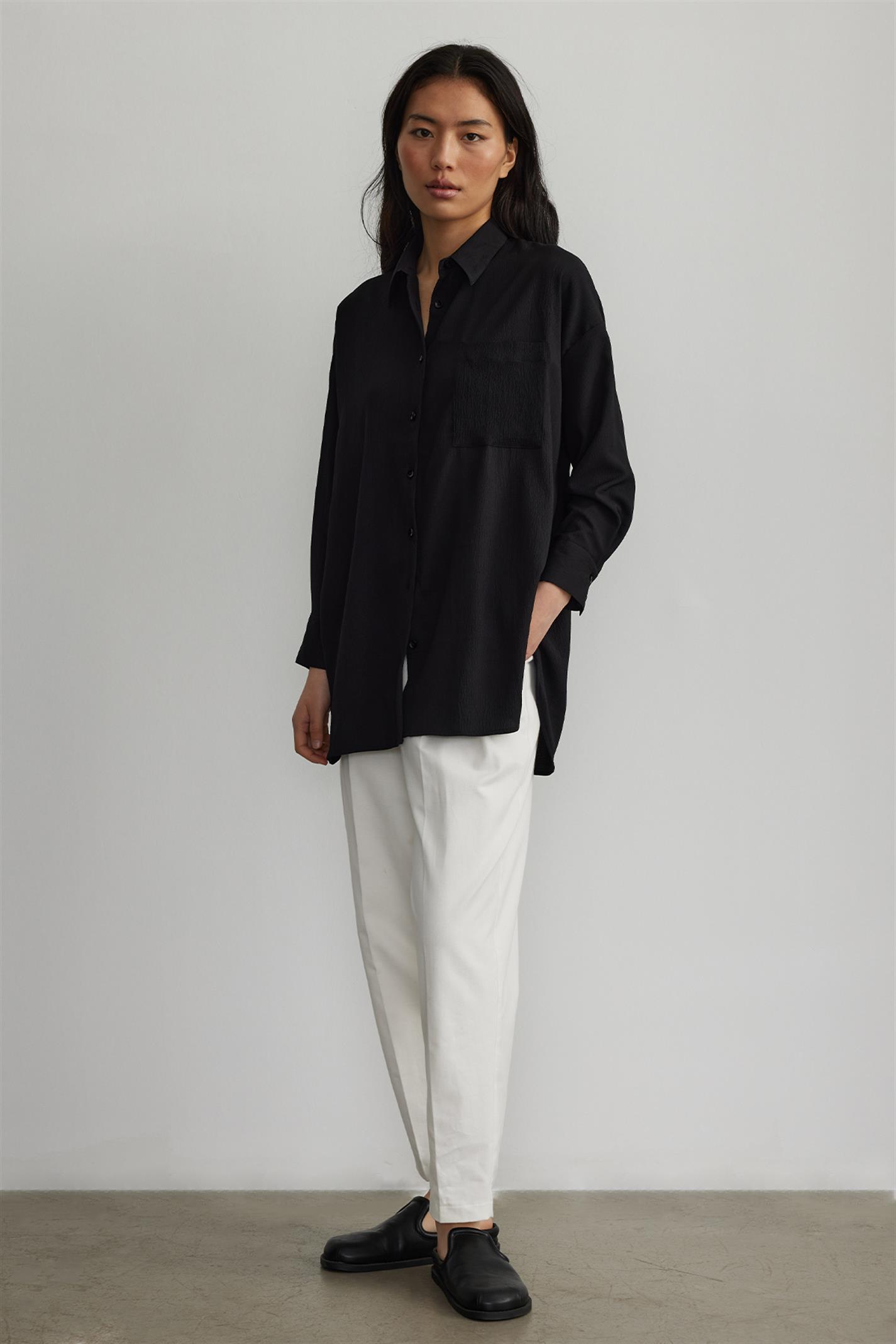 Black Pocket Oversized Shirt | Suud Collection