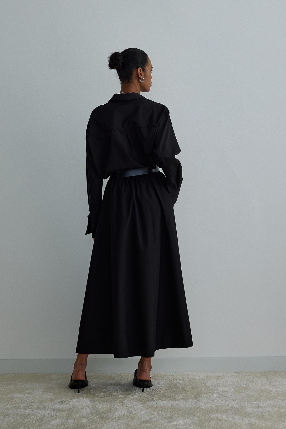 Siyah Day Poplin Kloş Etek · 3