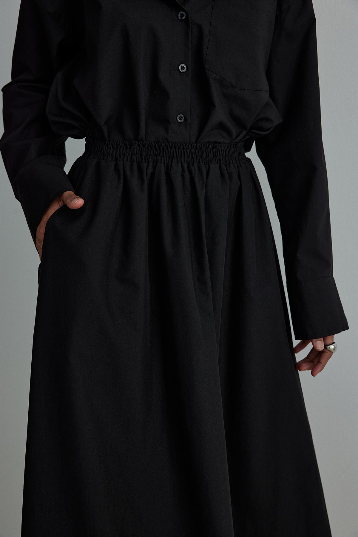 Siyah Day Poplin Kloş Etek · 5