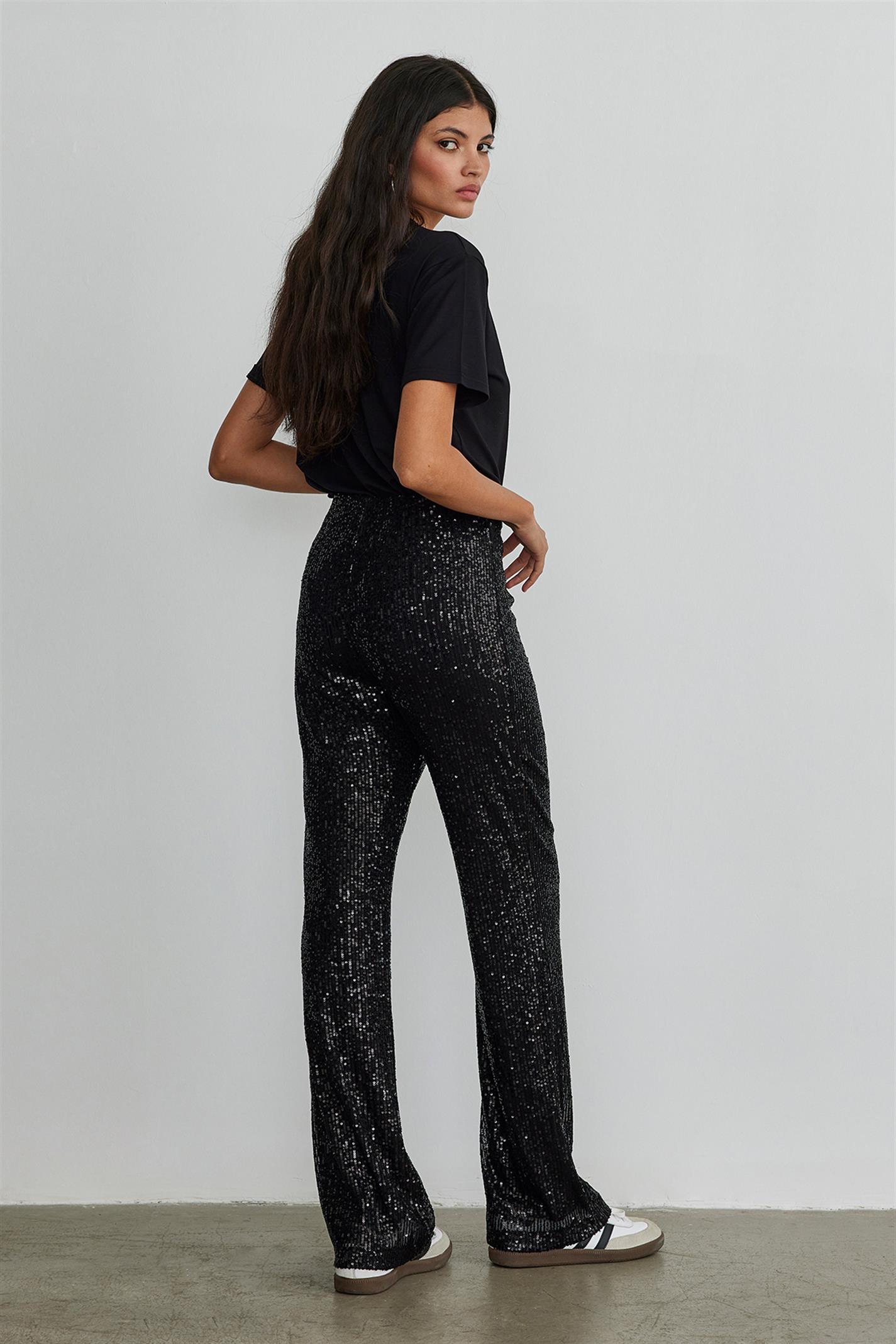 Black High Waisted Sequin Pants | Magnolia Boutique
