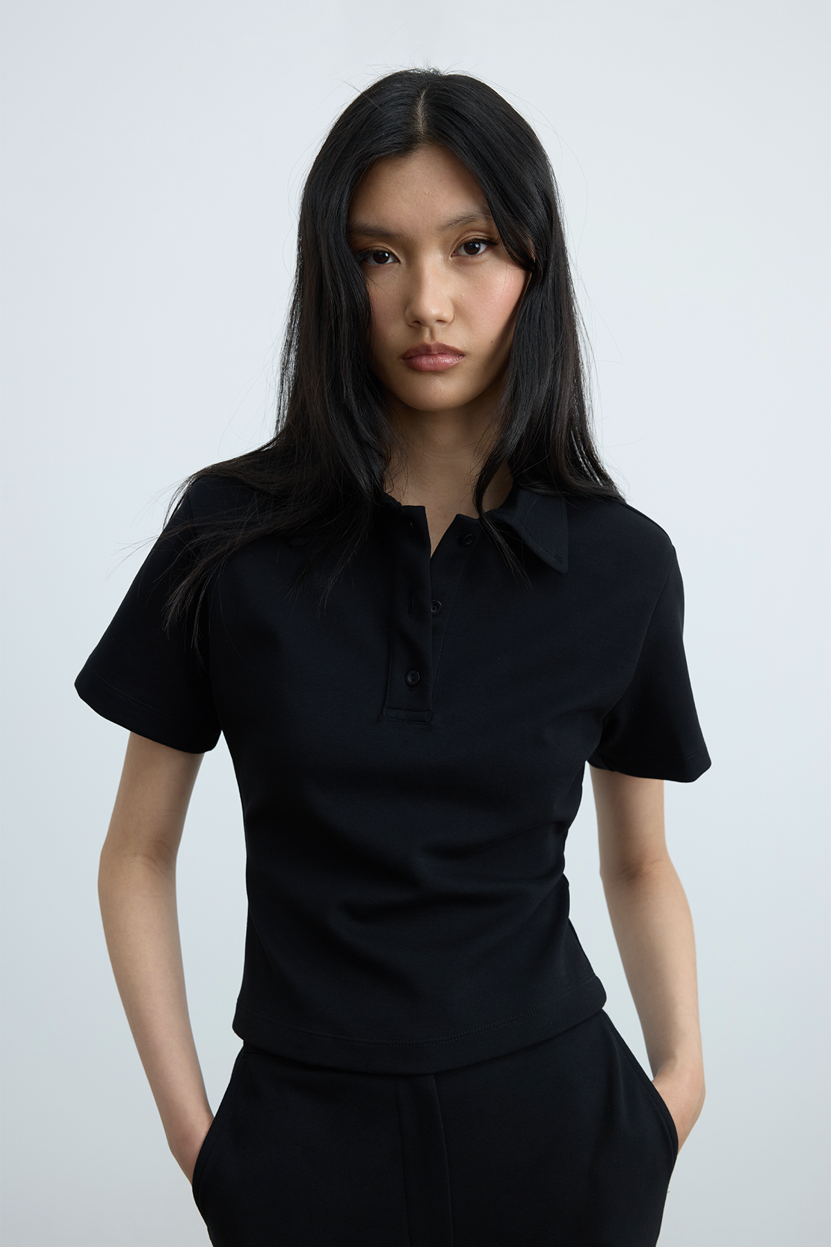 Siyah Jane Polo Yaka Tişört · 5