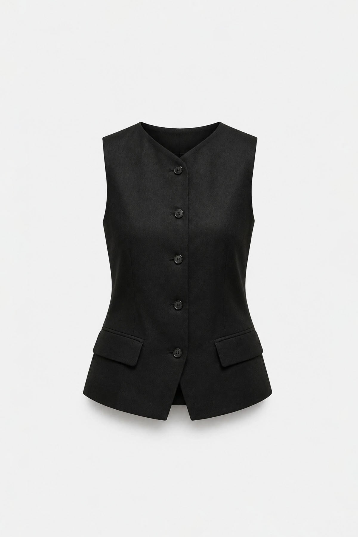 Black Nora 100% Linen Vest| Suud Collection