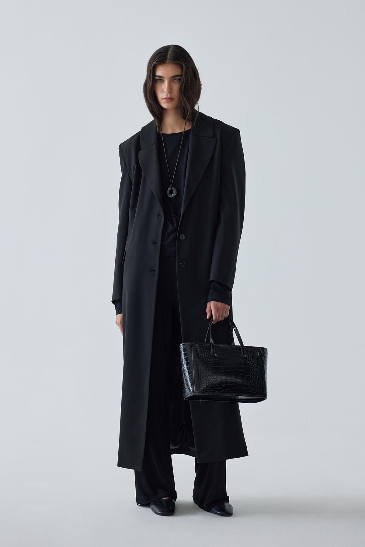Black Ria Maxi Trench Coat | Suud Collection