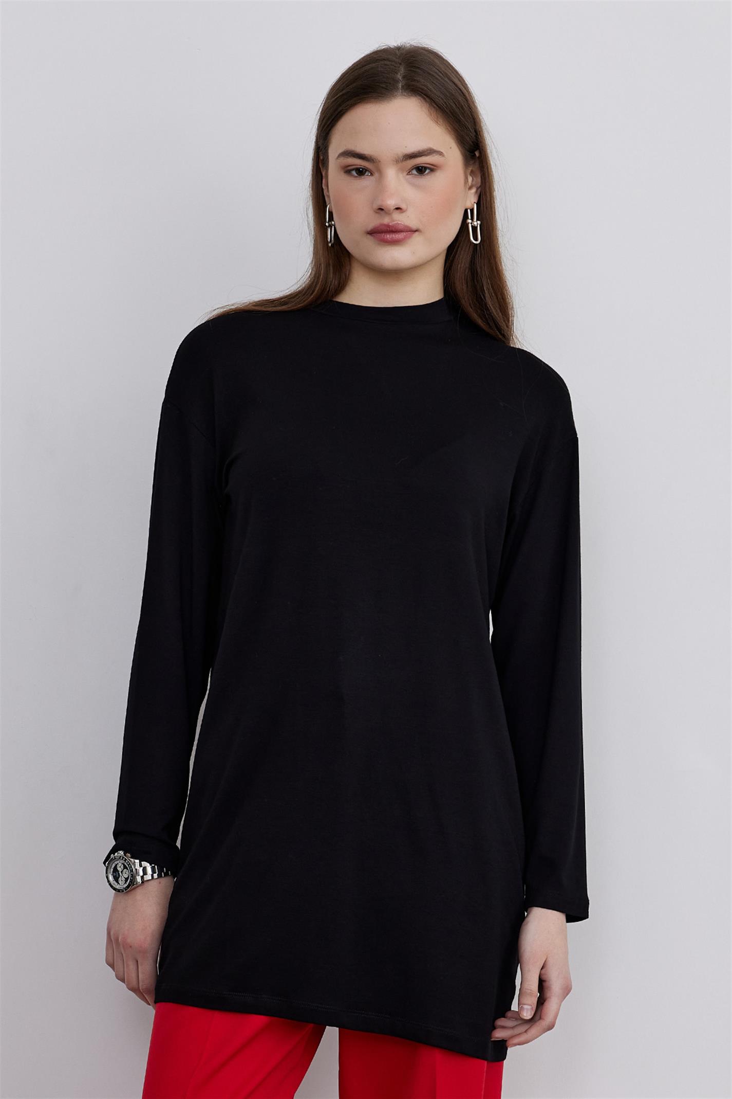 Siyah Uzun Penye Bluz | Suud Collection