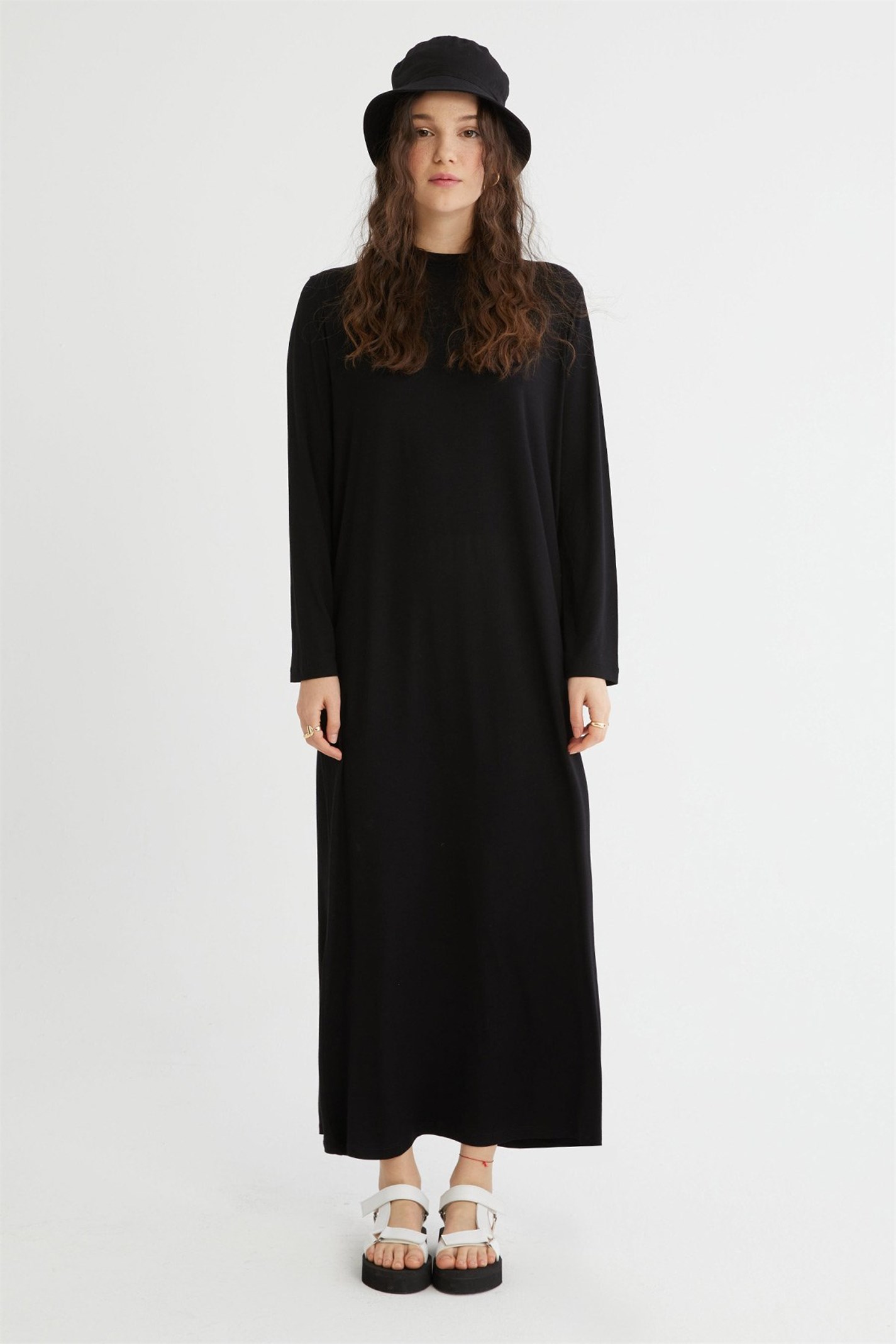 Siyah Uzun Penye Elbise | Suud Collection