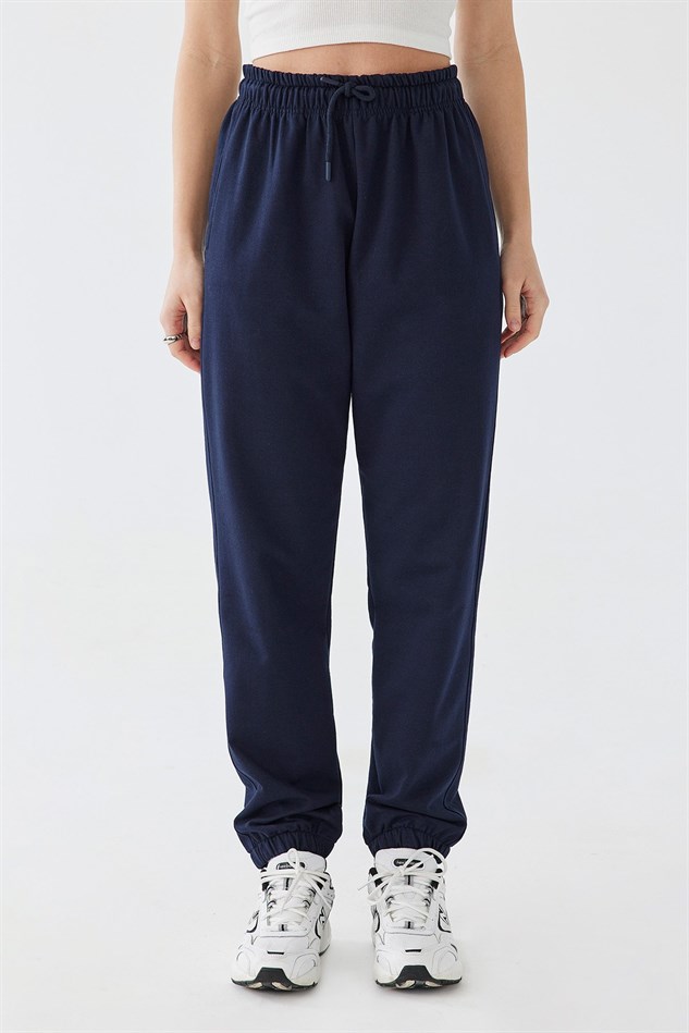 Navy Blue Cotton Jogger Pants Suud Collection