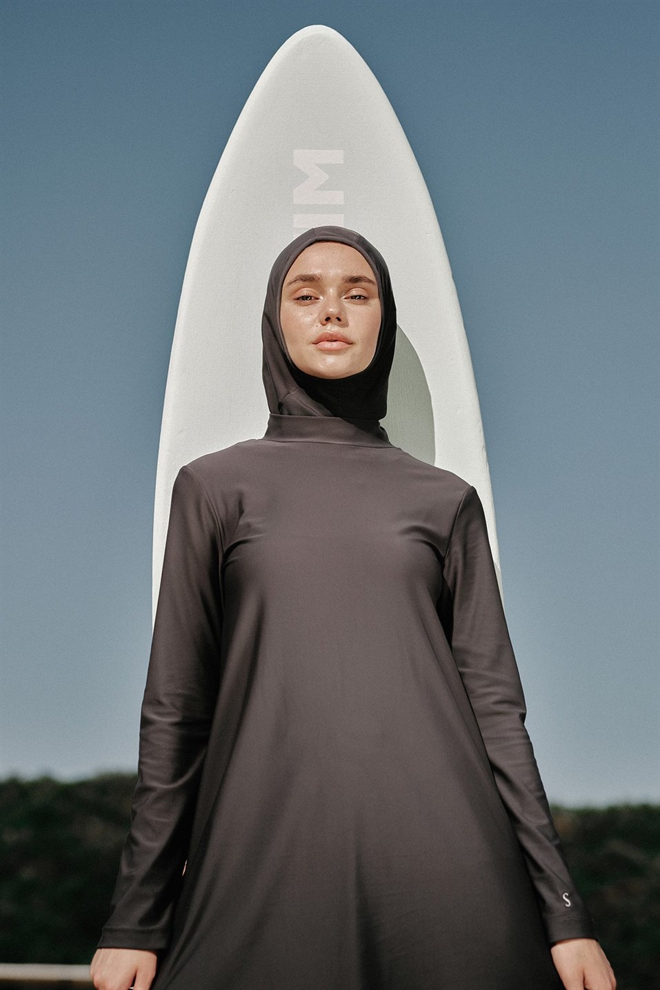 Anthracite Basic Elastane Hijab Swimsuit Tunic | Suud Collection