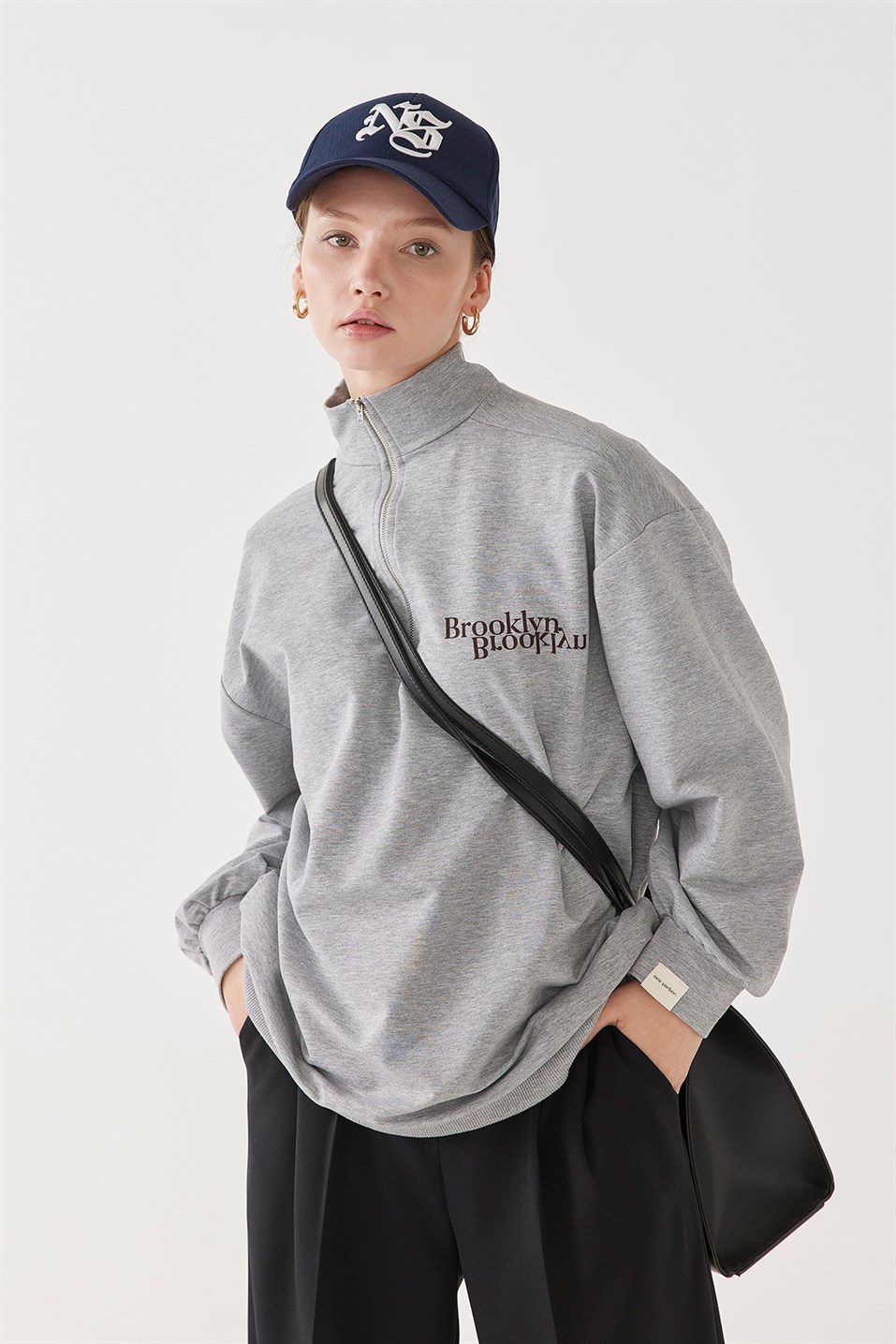 Brooklyn Fermuarlı Pamuklu Sweatshirt